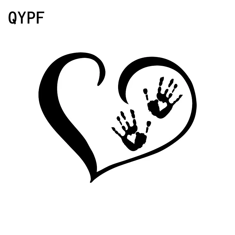 

QYPF 15CM*12.3CM Fashion Palms Love HEART For Car Sticker Vinyl Car-styling Decal Black/Silver C15-0618