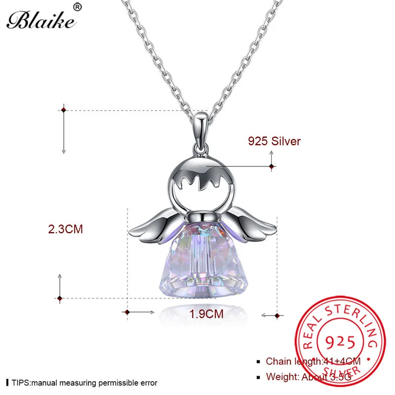 Подвески Blaike из 100% натурального серебра 925 пробы с ангелом удачи крылья для