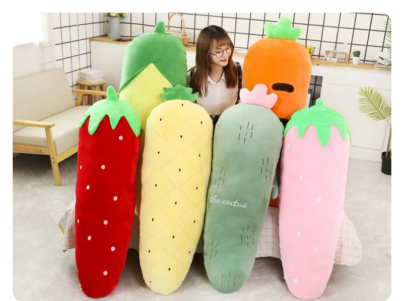 kawaii carrot detachable pillow giant plush toy strawberry corn fruit sleeping long hug pillow girl doll gift 47inch 120cm DY50635 (14)