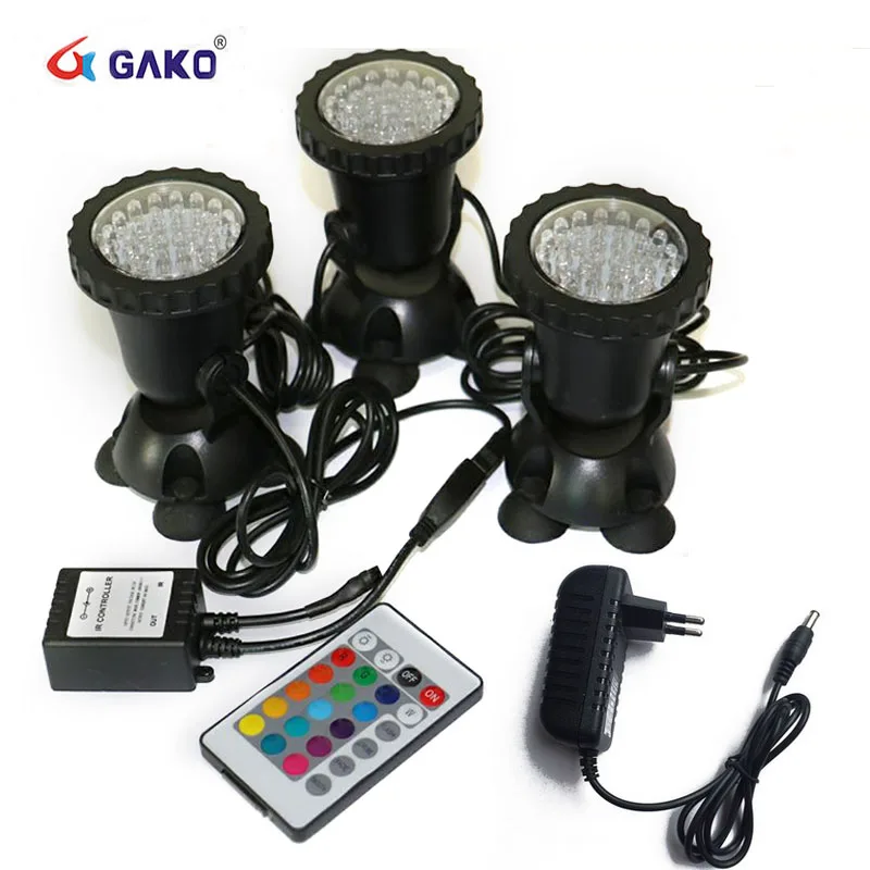 3 шт./лот аквариум светодиодные Освещение Дистанционное управление RGB 36 подводный