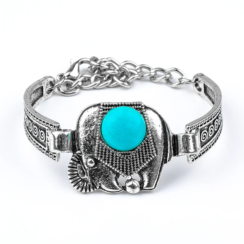 

MISANANRYNE Women Bohemian Retro Vintage Silver Color Bracelet Owl Elephant Dolphin Natural Stone Bracelets Bangles Jewelry Gift