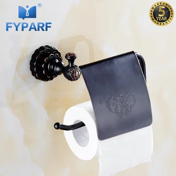

FYPARF Creative Black Toilet Paper Holder Bathroom Holder Toilet Paper Brass Wall Mount Toilet Roll Holder Bathroom Accessories