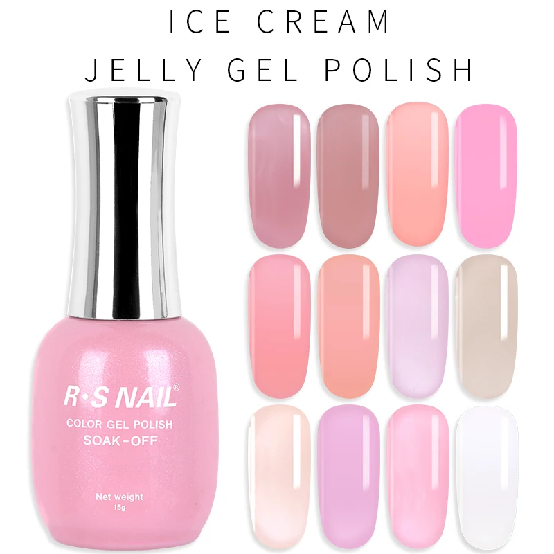 

RS NAIL Jelly Gel Polish Nude Gel Nail Polish Jello Gel Varnish Transparent Gellak Healthy Color UV LED Nail Art French manicure