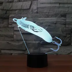 Новинка usb-визуальный подарки для детей 3D ночной сон свет 7 цветов изменить рыболовный крючок моделирование настольная лампа Led Home Decor Light