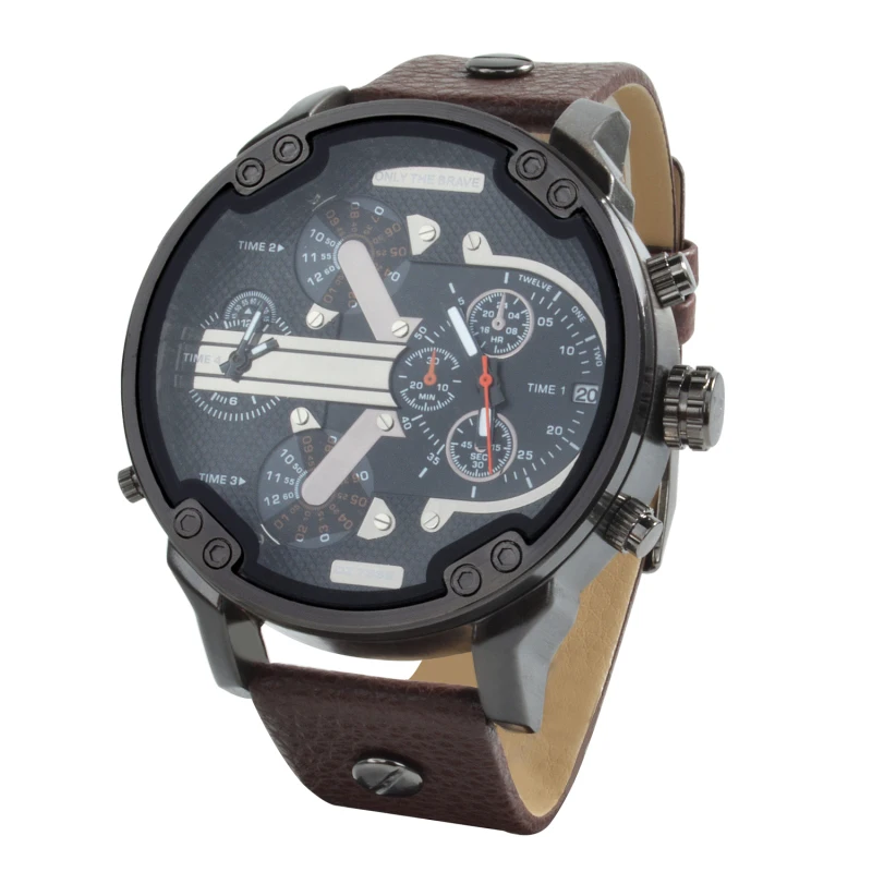 

Men's Watch Luxury Brand Big Dial Watches Casual Sport Quartz Watch Leather Wristwatch Waterproof Business Clock reloj hombre