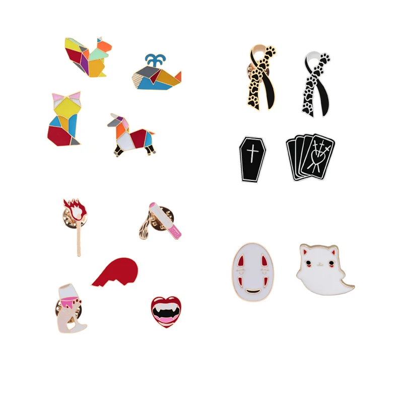 Best New 2 9 Pcs set Fox Rabbit Bear Horse Lady Metal Enamel Pin Brooch Hat Backpack Pins Badge Cartoon Animal Jewelry Gift For Kid