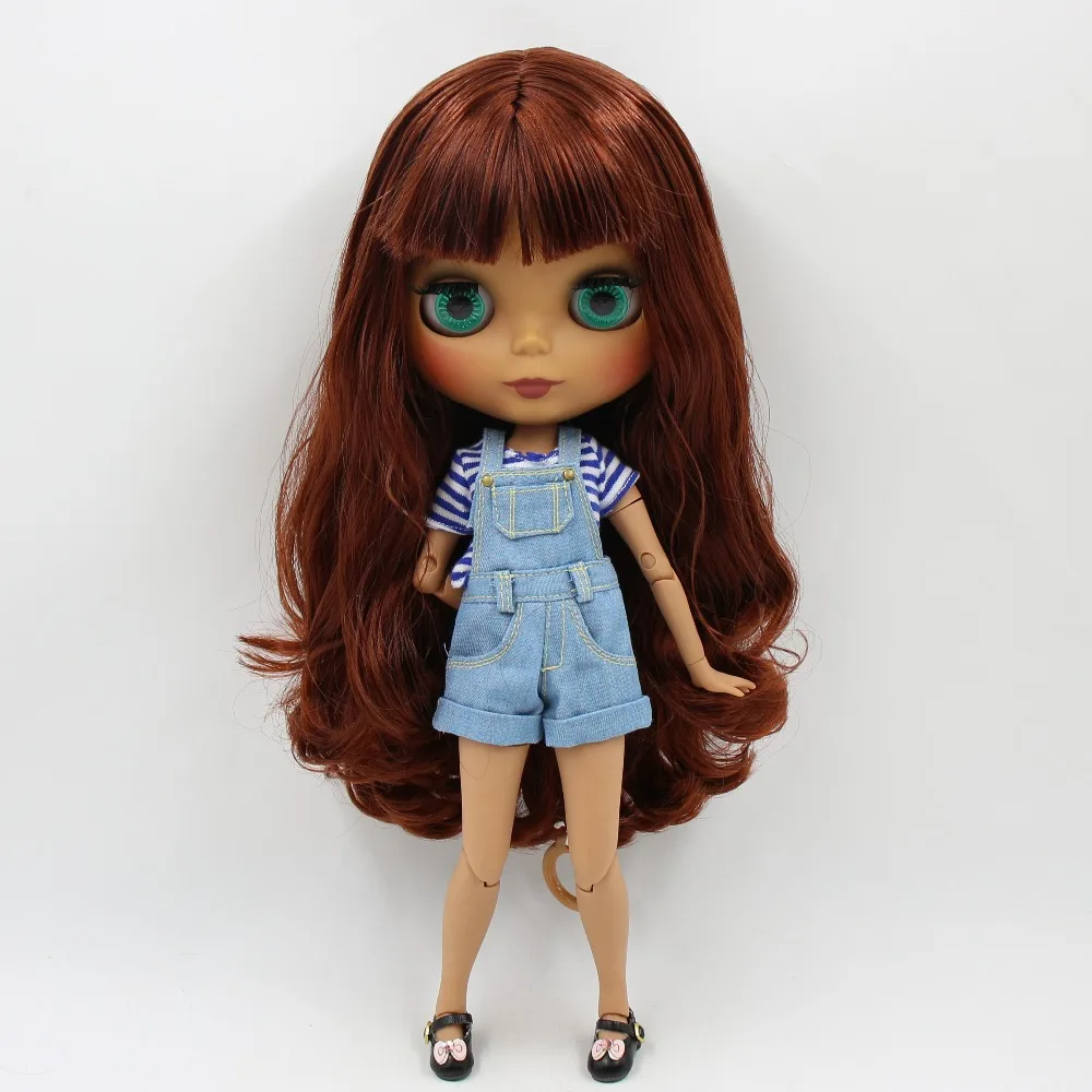克里斯蒂 – 高级 Custom Neo Blythe 棕色头发、深色皮肤、磨砂可爱脸的娃娃 4