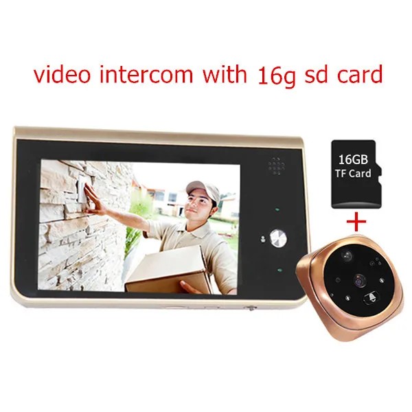 4,3 дюймов цветной ЖК-видео дверной звонок беспроводной 720P домашний охранный дверной телефон домофон камера wifi глазок PIR SD карта хранения - Цвет: add 16g sd card