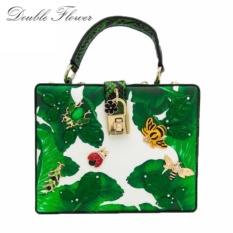 Green Banana Leaf Small Insects Appliques Women Fashion