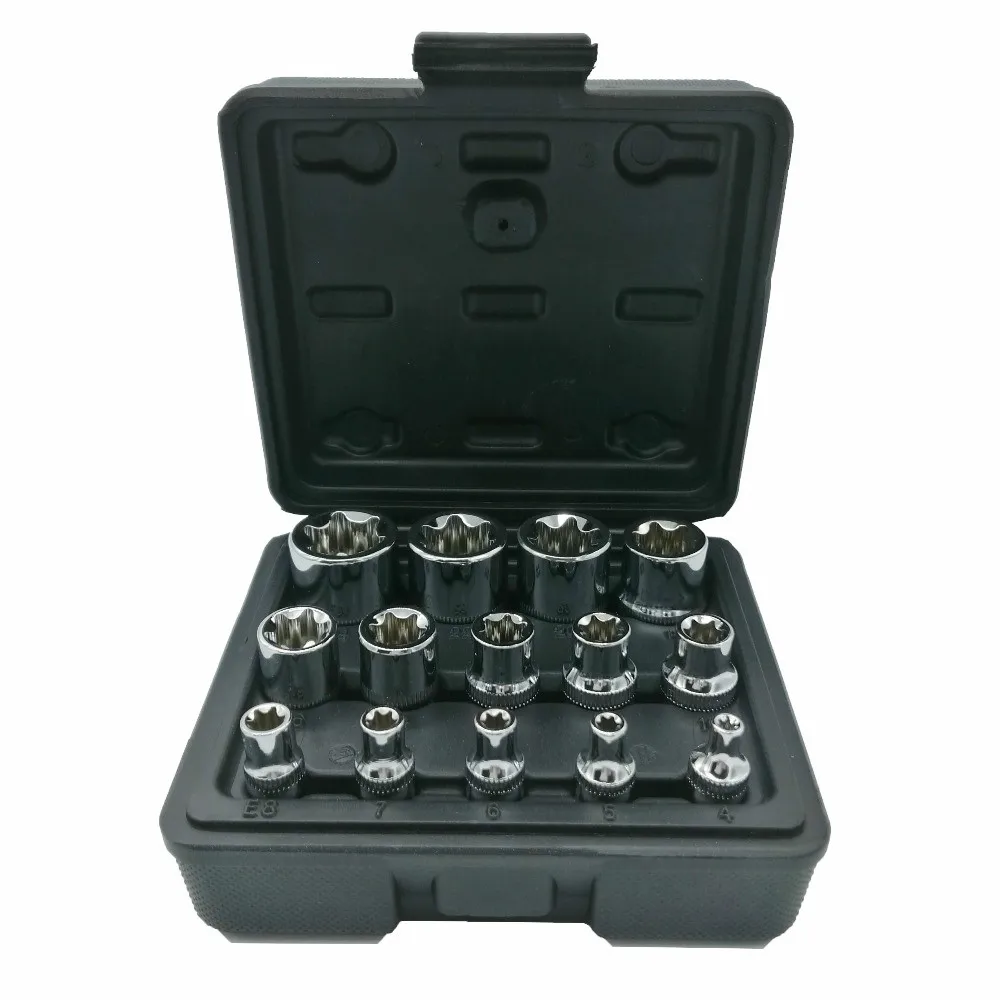 

14PC E Torx Star Socket Set Female E Socket Wrench Set Car Repair tool set 1/2" 3/8" 1/4" Drive Chrome Vanadium Steel CRV