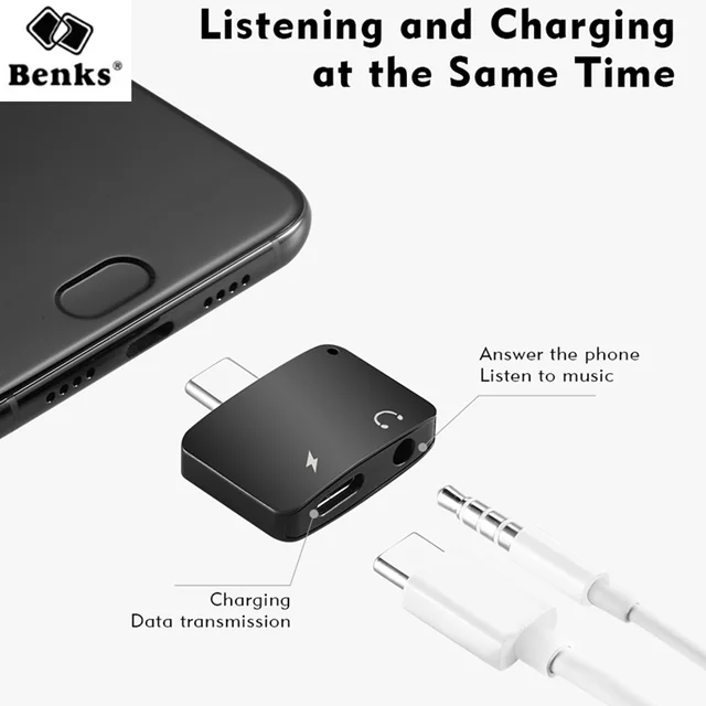 Type C Audio Charging Adapter Original Benks 2 in 1 Type C