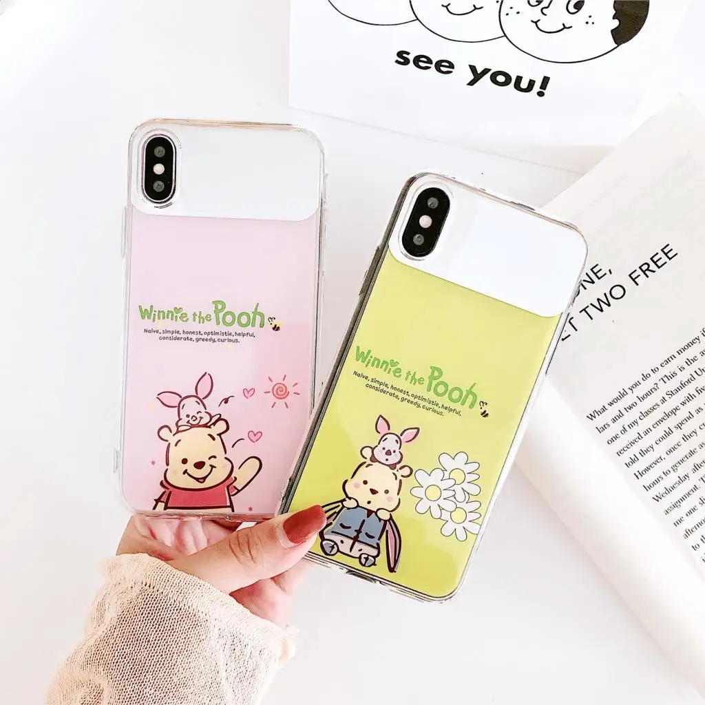 

Mirror IMD Funda for iphone X Case Cartoon Winnie the Pooh Phone Case for iphone 6 6S 7 8 Plus X XR XS Max Cover for Luxury Capa