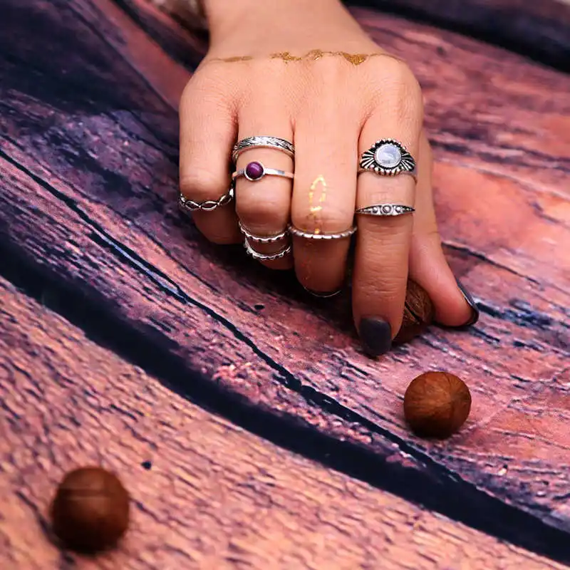 9 Pcs/Set Hot Sale Bohemia Women Finger Rings Set Special Design Gift