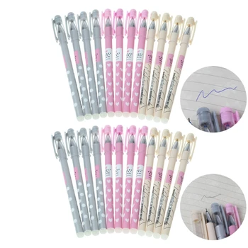 

12Pcs Practical Cute Heart Dots Erasable Pen Black Blue Ink Magic Ballpoint Pen New Design