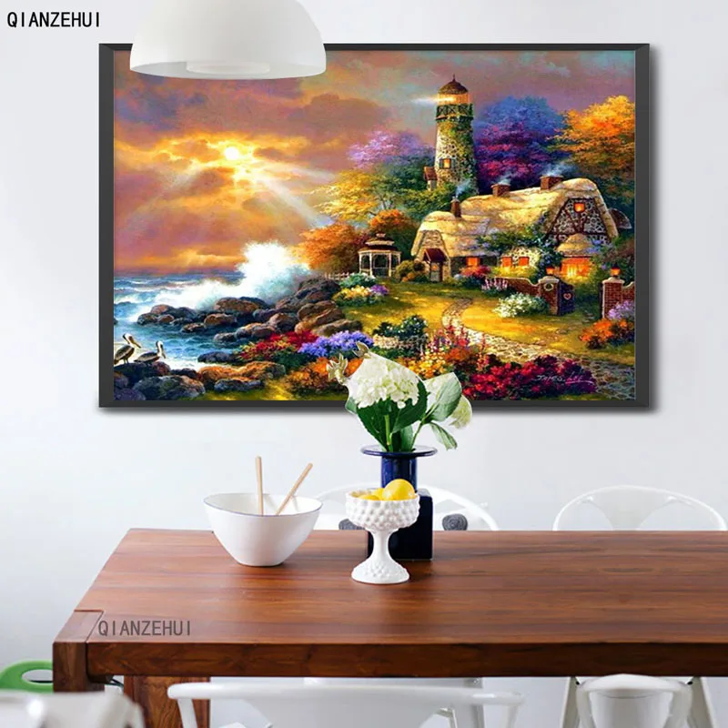 

DIY Rhinestone plastic crafts painting diamond beautiful scene Square diamond painting cross stitch full diamond embroidery