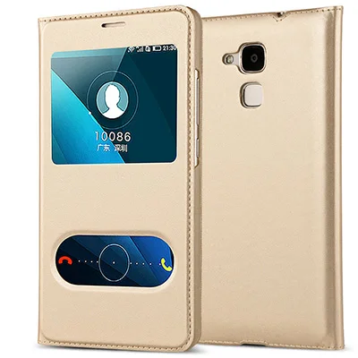 Золотой Чехол huawei Honor 5C, роскошный флип-чехол из искусственной кожи для huawei Honor 7 Lite, Honor5C Honor7 Lite, чехол huawei GT3 с открытым окошком - Цвет: Золотой