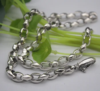 

Retro Pure S925 Silver Fit Men Necklace Big O Circle 9mm Link Chain Thick 19.6"L