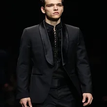 Мужские костюмы для свадьбы, выпускного вечера, черный комплект из 2 предметов(пиджак+ брюки+ галстук), приталенный Блейзер для выпускного, Masculino, жених, Trajes De Hombre 221