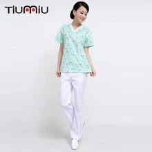 Летние наборы для ухода за медсестрами, с короткими рукавами, с цветочным принтом, Хирургическая больница, салон красоты, рабочая одежда, куртка+ штаны