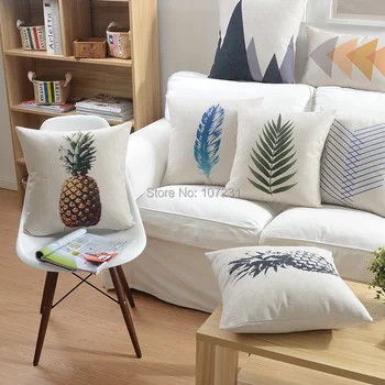 

New Linen Pillow Cover Nordico Style Gemoetric Triangle Pineapple Further Leaf Cushion Cover Home Decorative