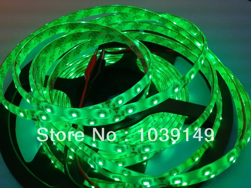 

Green Color 3528 60LEDs/M LED Strips,3528 LED Flexible Strips,waterproof IP65,5m/roll,white PCB with 3M tape,DC12V input