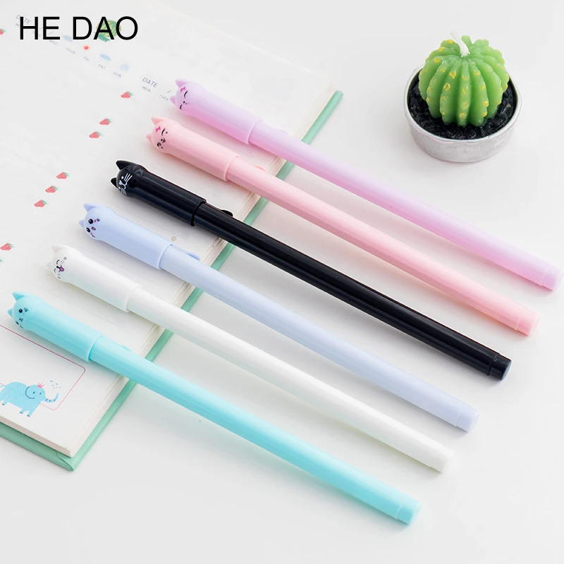 

1pc Creative Stationery Student Pen Cute Cat Gel Pen 0.5mm Full Needle Black Ink Pen School Supplies Office Supplies
