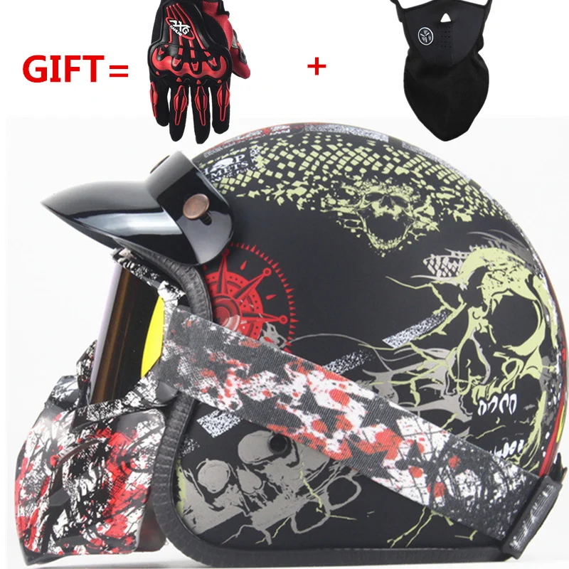 3/4 шлемы moto rcycle с открытым лицом винтажные moto rcycle moto rbike Chopper стиль moto шлем с goggle mask