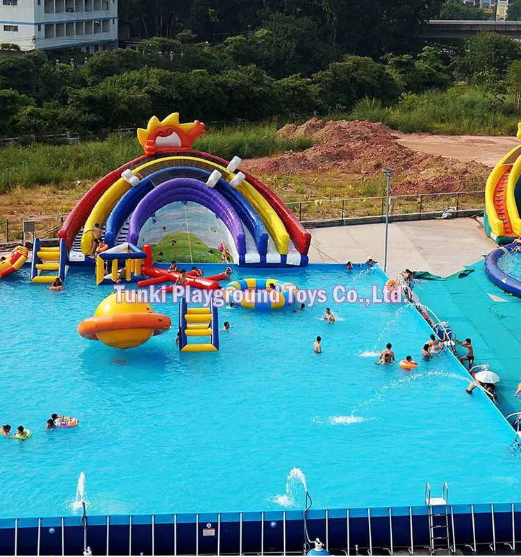 Большие спортивные игры дети взрослые мобильный плавающий аквапарк оборудование бассейн океан море озеро надувные водные горки