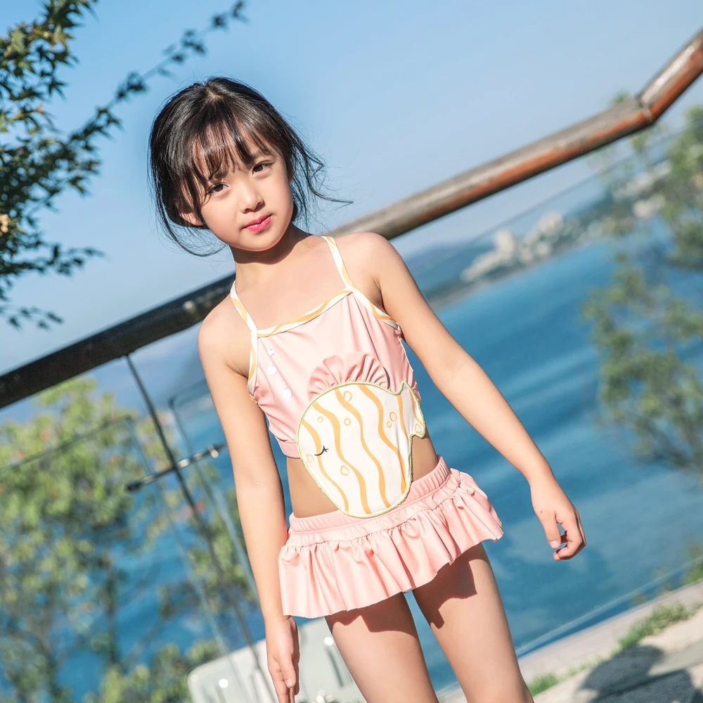 ranrann Kids Girls One-Piece Striped Swimsuit Swimwear Quick Dry Bathing Suit for Beachside Swimming Class 