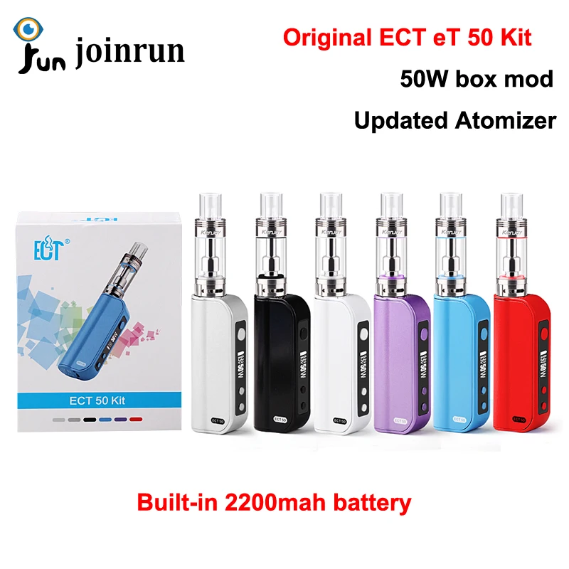 

New ECT box mod electronic cigarettes eT 50 Kit 50W E cig 2.5ml New airflow control 2200mah atomizer e cigarette et50 kit