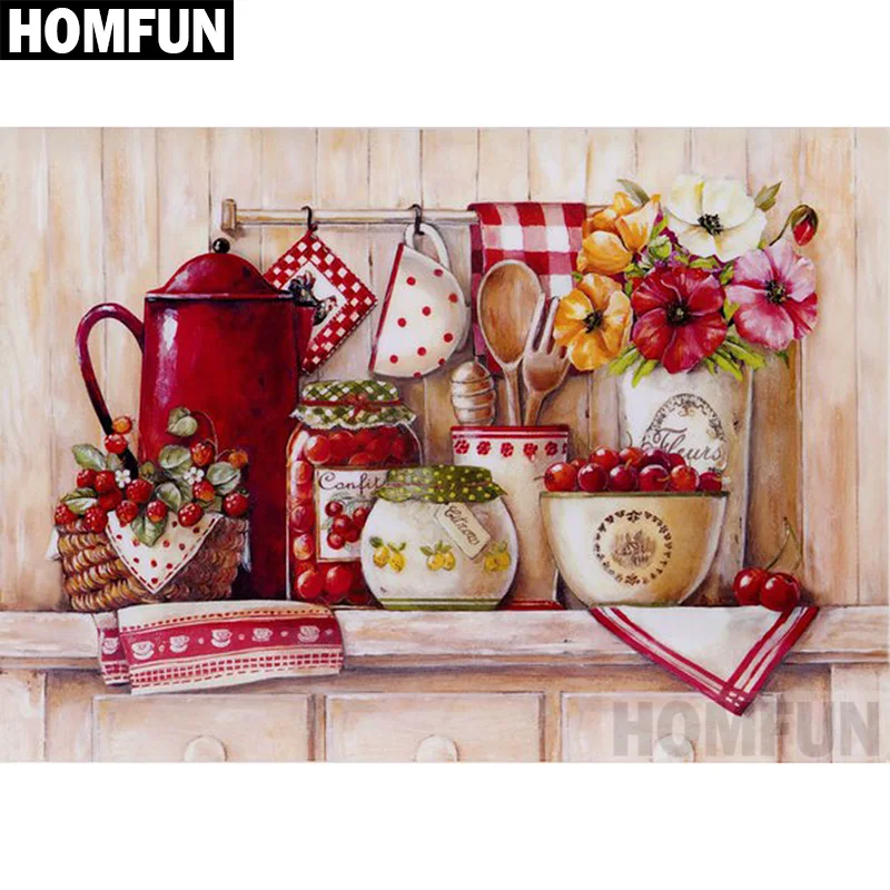 Набор для алмазной вышивки HOMFUN A00327 набор рукоделия Цветы и столовые приборы