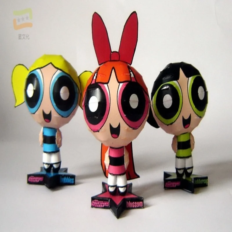 

3 pcs The Powerpuff Girls 3d paper model DIY manual 3d assembly gift for kids