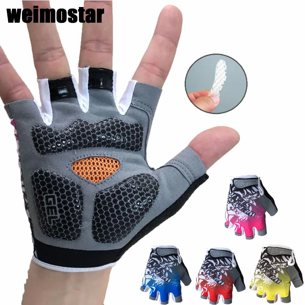 Weimostar Unisex Anti Slip Gel Pad Bicycle Gloves Short Half Finger Cycling Breathable Outdoor Sports Men MTB Bike | Спорт и