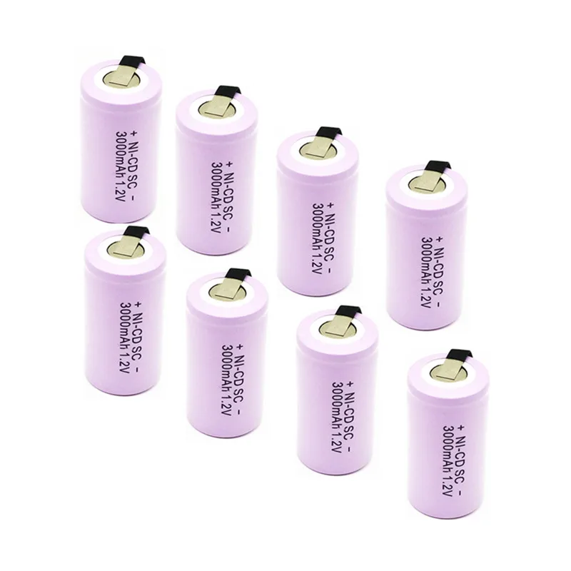 

20pcs High quality battery rechargeable battery sub battery SC battery 1.2 v with tab 3000 mah for electrical tools