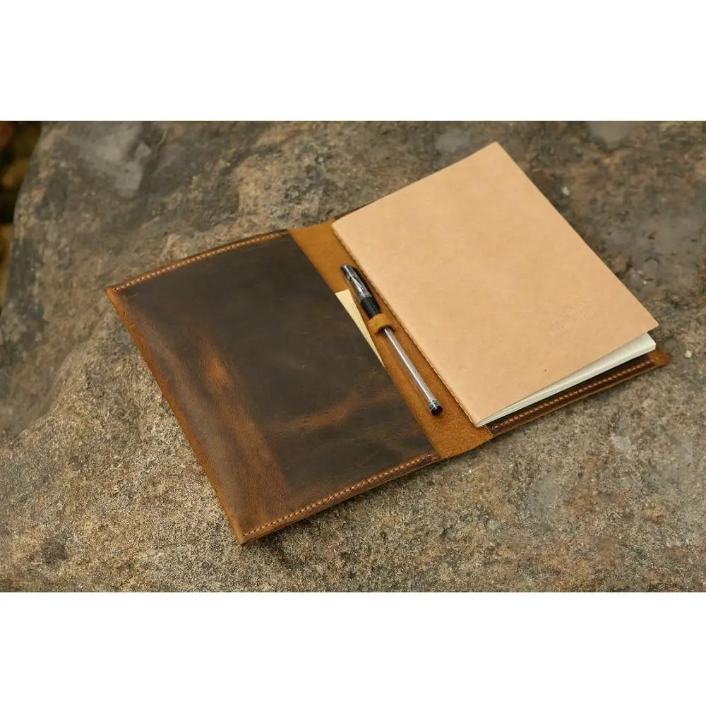 

Personalized vintage retro leather cover case for A5 notebook / Simple A5 Refillable Leather Journal Notebook cover