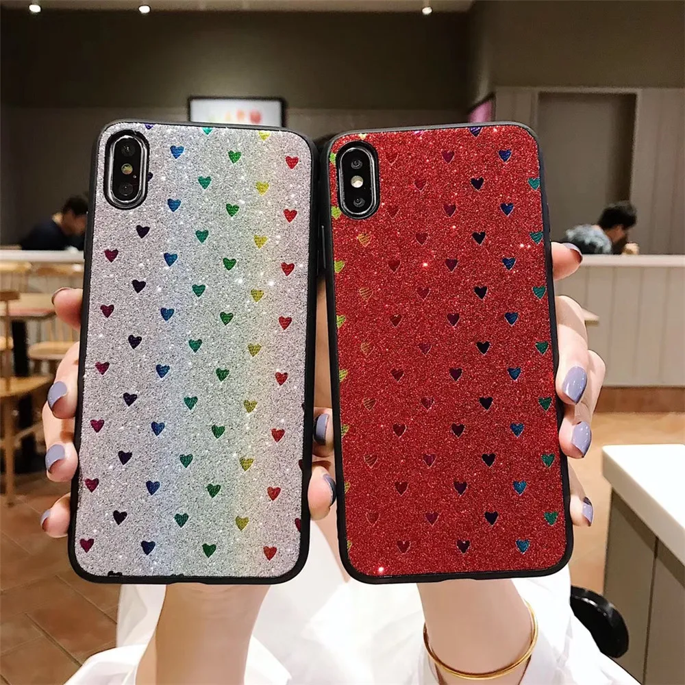 Чехол для телефона ROHDEA Love Heart iphoneXS max Блестящий Футляр Apple 6 7 8 plus Мягкий чехол iPhone X