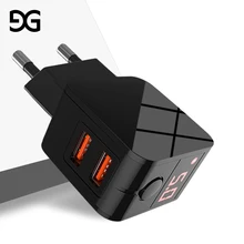 GUSGU USB Charger LED Display Dual Fast Phone Charger Adapter Wall Travel Charger EU for iPhone Samsung