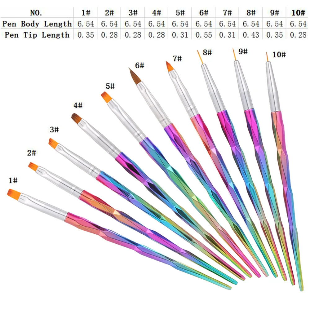 10 шт Акриловые набор кистей для маникюра Art Советы УФ гель наращивание ногтей щетка для Art Дизайн Живопись Рисунок Pen Набор инструментов
