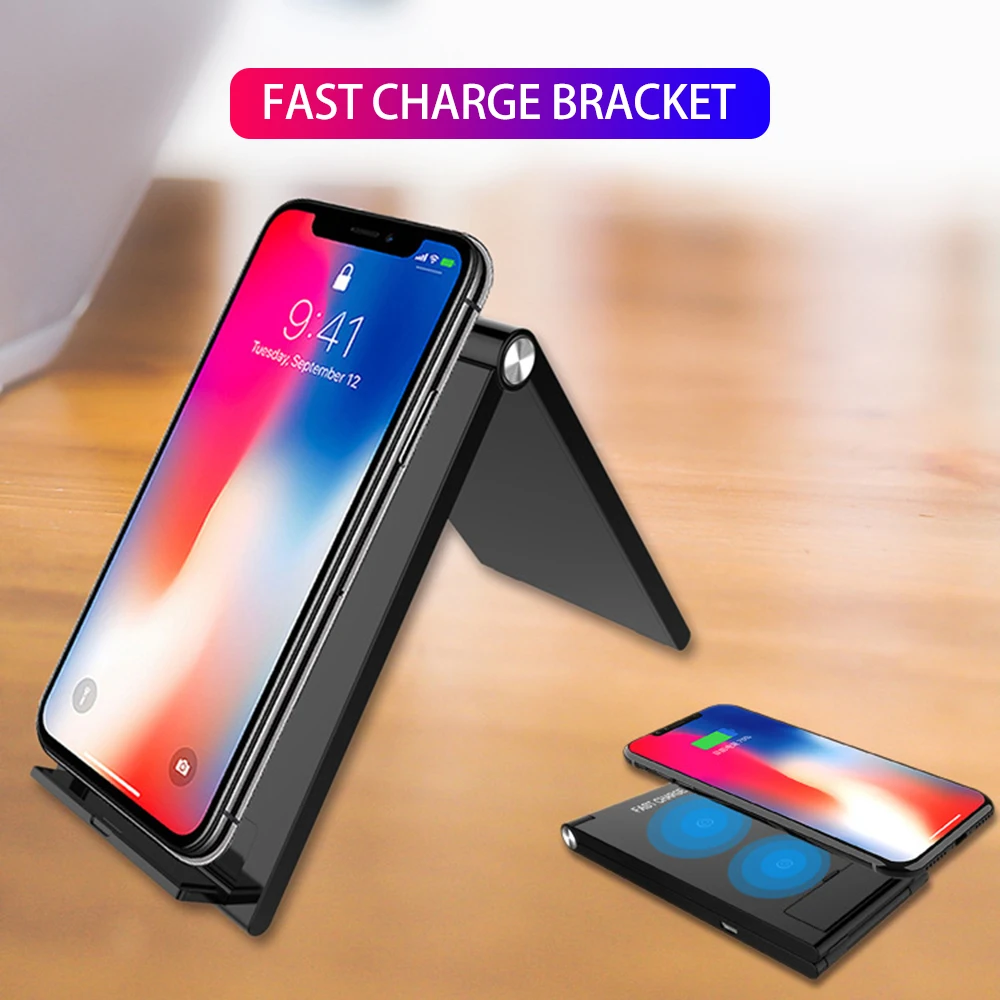 

QI Foldable For iPhone X XS XR 8 8 Plus for Samsung S8 Note 8 for xiaomi huawei fast charger Charging Stand Dock Station board