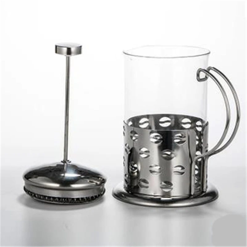 350ml 1L нержавеющая сталь давление горшок стеклянный фильтр чайник кофе ручной