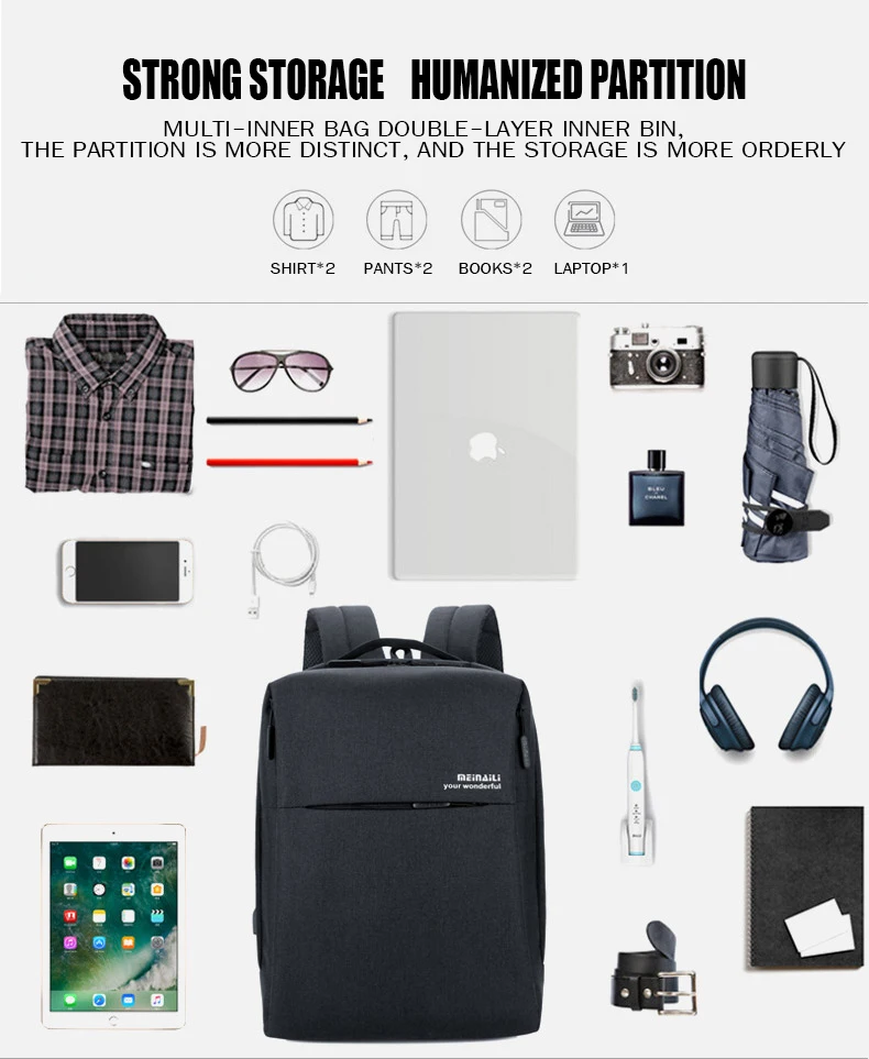 New Business Backpack USB charging 15inch Men's Women's Laptop Backpacks  For Teenager Fashion School Bag Male Travel bagpack (13)