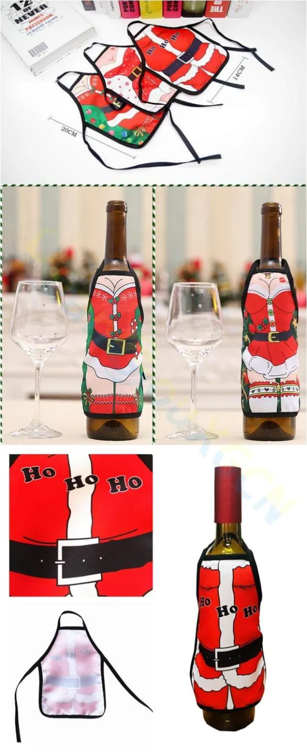 1280 шт DIY вечерние домашние гостиничные обеденные настольные украшения крышка для бутылки с красным вином фартук держатели для винных бутылок Рождественский мультяшный орнамент
