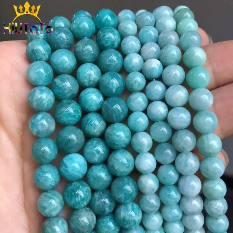 Natural Round Genuine Amazonite Beads Loose Stone Beads For Jewelry Making DIY Bracelet Necklace Accessories 15inches 6/8/10mm