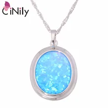 CiNily небесно-голубой и белый огненный опал камень ожерелье и кулон посеребренный овальный большой висячий Шарм шикарные летние ювелирные изделия женщина девушка