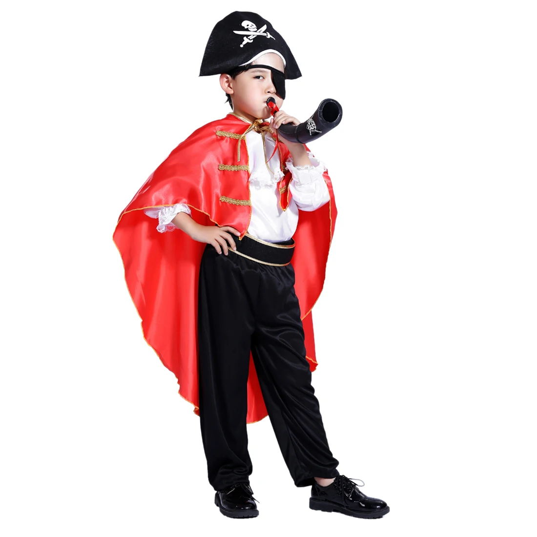 Kid's Party Halloween Pirate Cosplay Suit Captain Jack Costume Set for 4-6 Years Old - M L XL Size Kid's Party Halloween Pirate Cosplay Suit Captain Jack Costume Set for 4-6 Years Old - M L XL Size