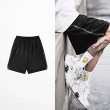 Летние мужские шорты в стиле хип-хоп, панк-рок, для танцев, с буквенным принтом сбоку, уличная одежда, спортивные баскетбольные шорты для мужчин, для отдыха, серый цвет, топ, футболка