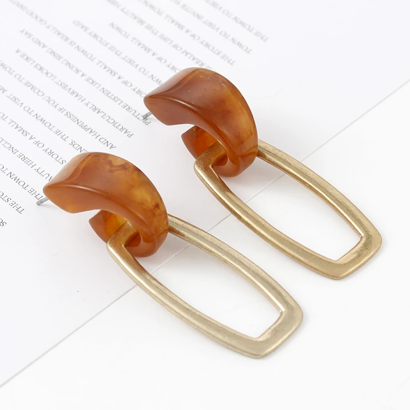 

AENSOA Unique Design Geometric Resin Geometric Metal Pendant Earrings Personality Women's Earrings Simple Earrings Jewelry Gift