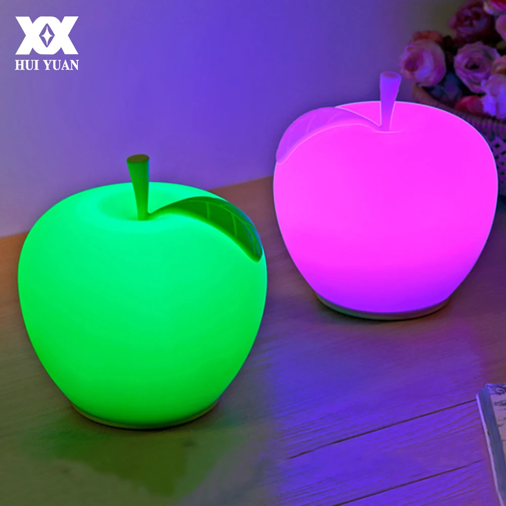 

New Cute Apple Soft Silicone Lamp USB Charge LED 7 Color Festival Decorative Sleep Night Light Children Gift HY-337