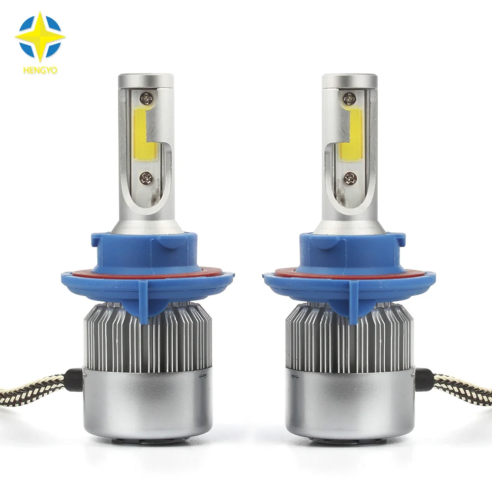 2pcs 9007 COB LED Car Headlight Bulb Kit 72W 8000lm Auto Front Light