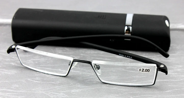 Мужские деловые Брендовые очки для чтения, чехол-карандаш, металлическая оправа, очки для женщин и мужчин, портативная ручка, коробка для дальнозоркости, очки для дальнозоркости